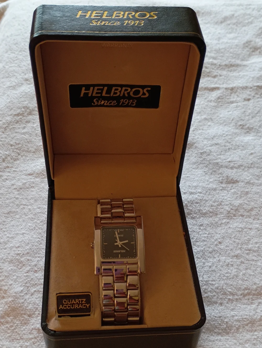Men’s Silver-Tone Helbros 8364  Quartz Bracelet Watch Japanese Mvmt Black Dial